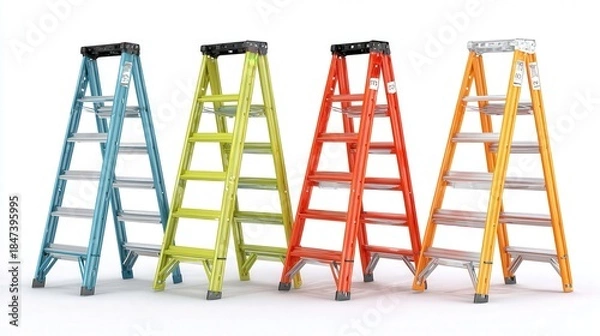 Obraz Folding ladder isolated on white background