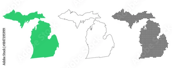 Obraz Map USA States Michigan Outline Dots