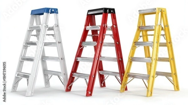 Obraz Folding ladder isolated on white background