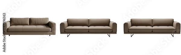 Obraz Brown Modern Sofa Set Isolated on White Background