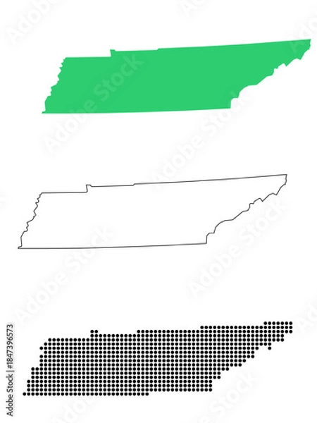 Obraz Map USA States Tennessee Outline Dots