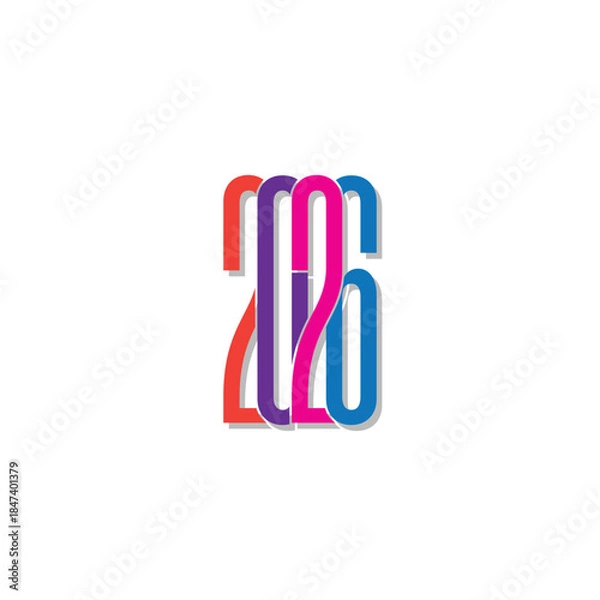 Fototapeta NEW YEAR 2026 LOGO VECTOR
