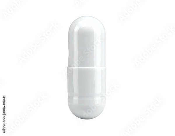 Obraz Isolated, white oblong capsule with smooth glossy surface