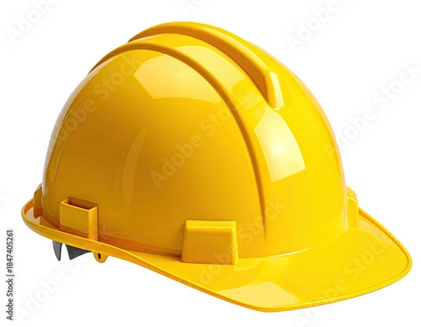 Obraz A vibrant yellow protective hardhat, isolated on a transparent background