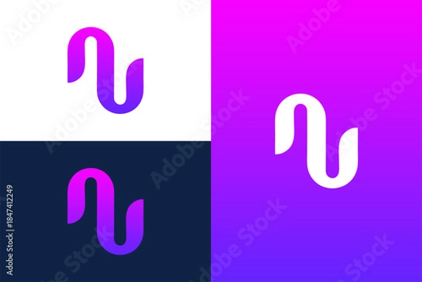 Obraz Initials letter AU logo design vector illustration