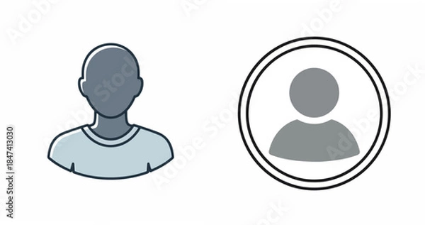 Fototapeta PrintTwo minimalist user profile icons in a design layout