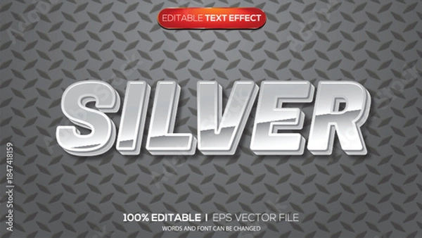 Obraz 3d text effect silver theme
