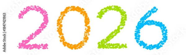 Obraz クレヨン素材　手描きの文字　2026