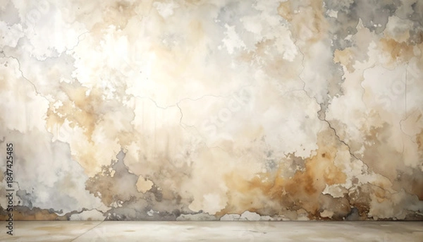 Obraz 水彩風イラストのコンクリ壁床背景_generated by AI
