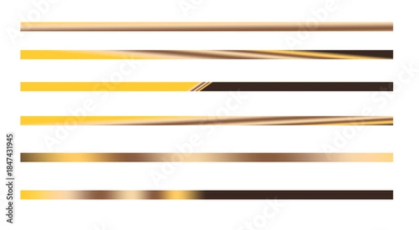 Obraz Thin Metallic Horizontal Line Elements Set on Transparent Background