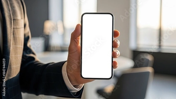 Fototapeta Business Smartphone Mockup with Blank White Screen