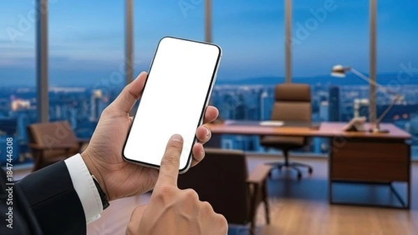 Fototapeta Executive Office Smartphone Mockup with White Screen