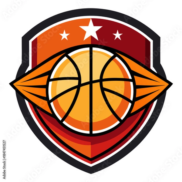 Obraz Orange Basketball Shield Logo
