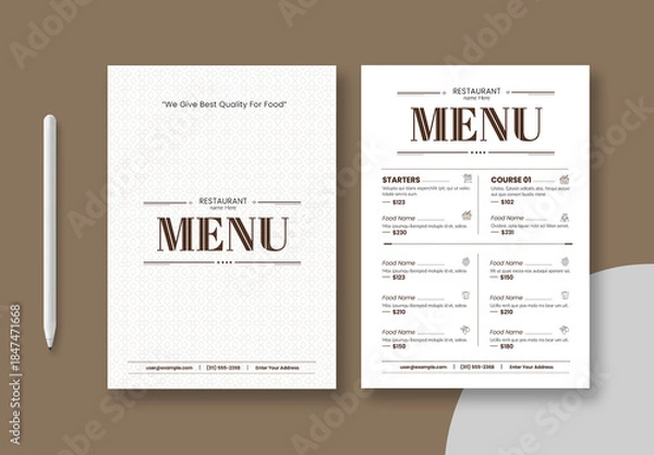 Obraz Clean Food Menu Design Layout