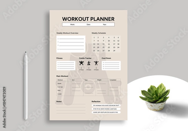 Obraz Unique Workout Planner Layout