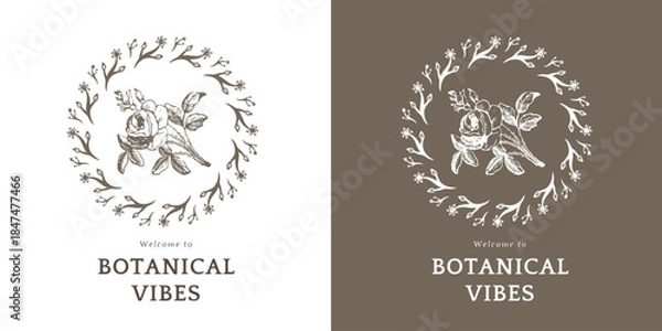 Obraz Organic Botanical Flower Line Logo