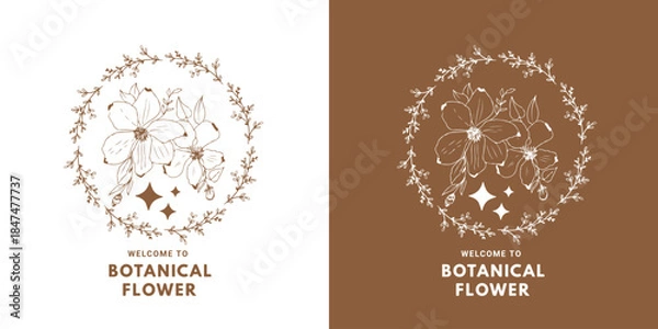 Obraz Minimalist Botanical Flower Icon Logo