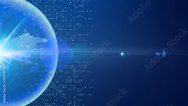 Fototapeta Abstract digital technology background with Microelectronics Circuits Board and digital globe Background.