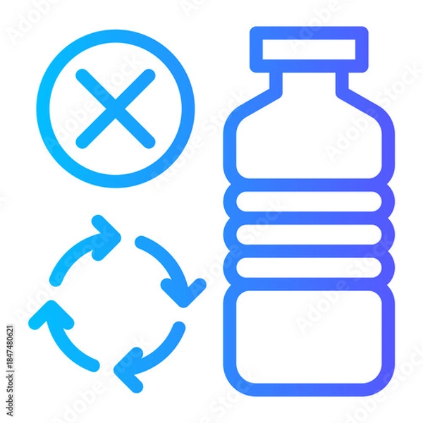 Obraz Non Recyclable Plastic Bottle Warning Icon