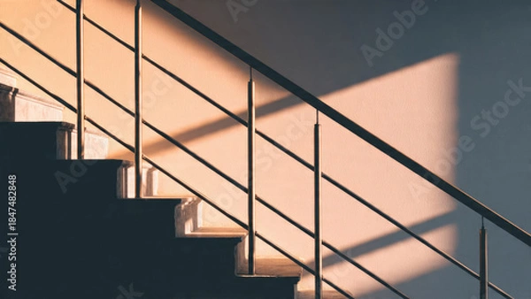 Fototapeta Staircase with geometric light