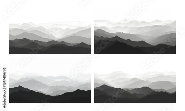 Fototapeta Silhouette of multiple layers of mountain range