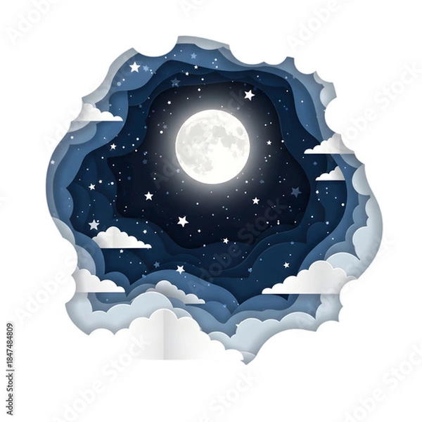 Obraz Night sky through a torn paper window
