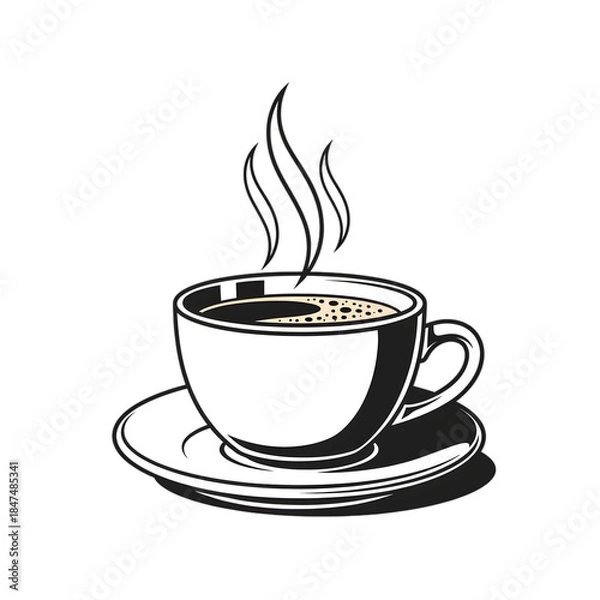 Obraz Steaming coffee cup sketch
