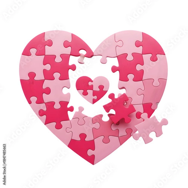 Obraz Heart made of pink puzzle pieces

