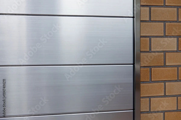 Fototapeta 金属パネルの建築背景テクスチャのクローズアップ