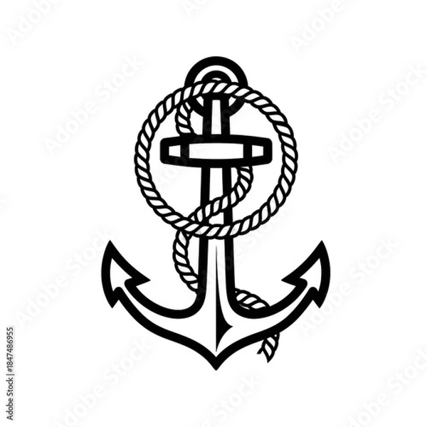 Obraz Nautical anchor with rope
