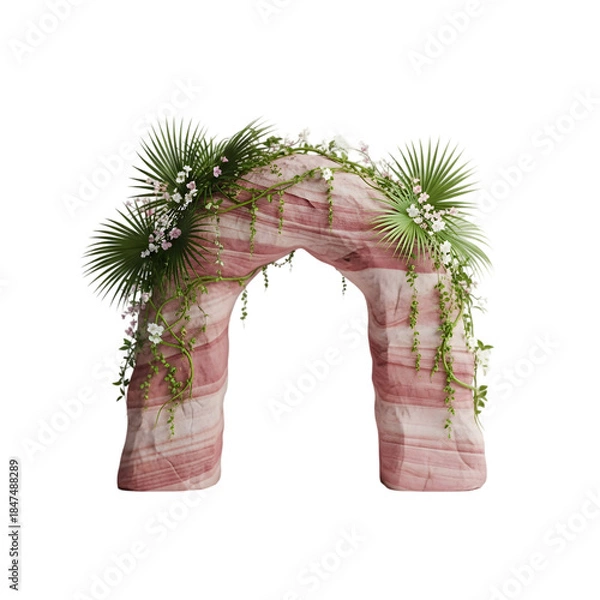 Obraz Pink stone arch with jungle vines
