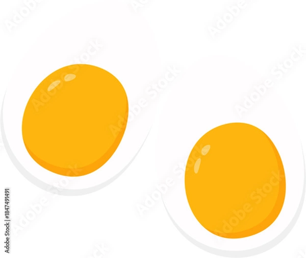 Fototapeta Two Boiled Eggs Vector Illustration Isolated
