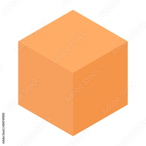Obraz オレンジ色の立体キューブのアイソメトリックイラスト