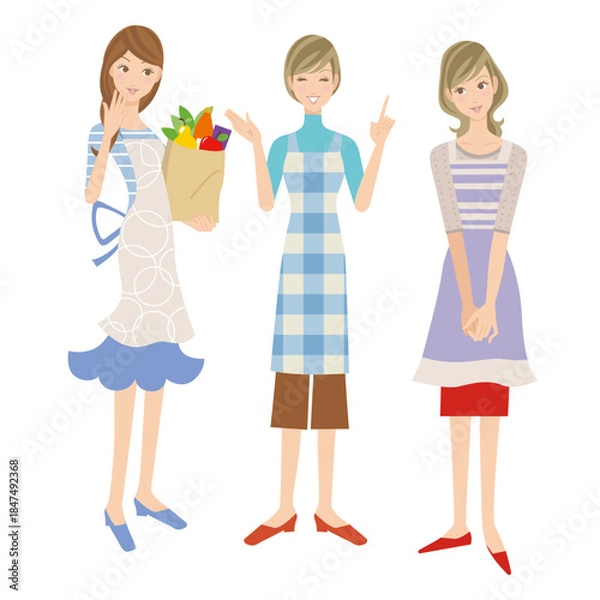 Obraz 主婦が家事に間に会話をしている