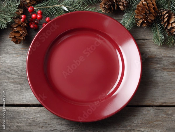 Obraz Empty Plate on Holiday Background