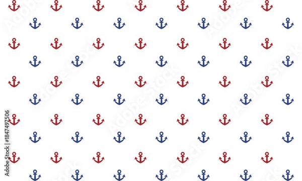 Obraz 赤と青の線がスムーズなレトロな錨マークのパターン模様