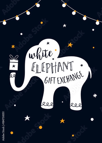 Obraz Ilustracja wektorowa gry wymiany prezentów białego słonia