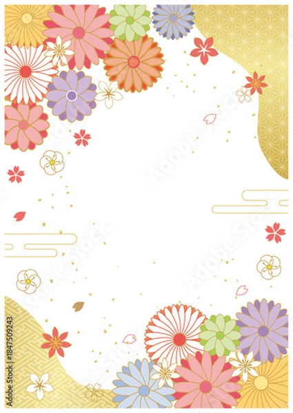 Fototapeta 花柄和柄背景