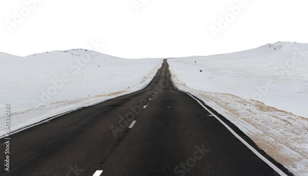 Obraz Empty winter road through snowy landscape