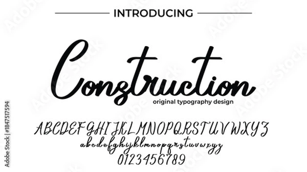 Obraz Construction - Elegant Script Font for Smooth Handwritten Design and Creative Typography
