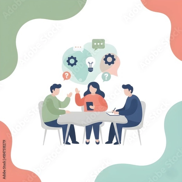 Obraz Collaborative Team Brainstorming and Idea Generation