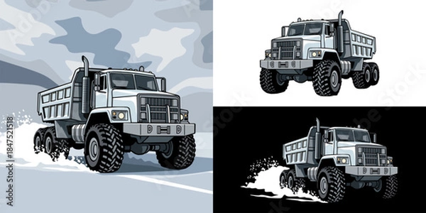 Obraz Winter Snowcat Vehicle Flat design