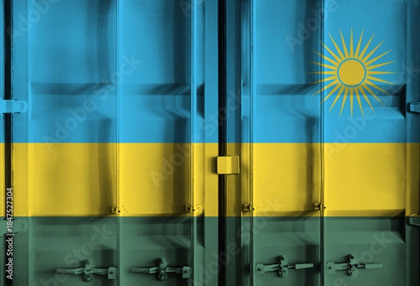 Obraz Shipping container with Rwanda national flag overlay