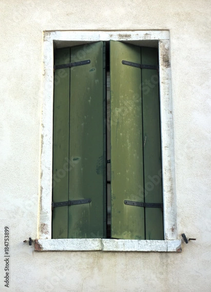 Obraz Green shutters in Venice, 2017.