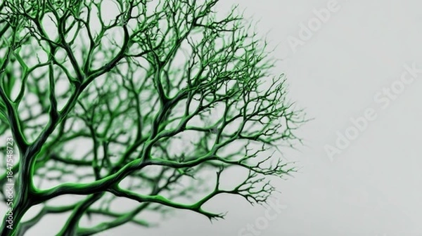 Obraz Green tree branches against a white backdrop in a nature setting
