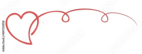 Obraz One line frame with red heart.

