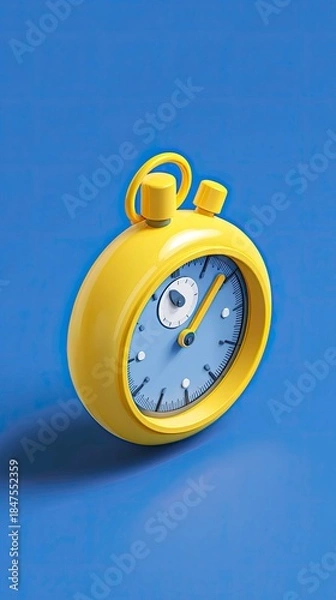 Obraz A bright yellow clock on a solid blue surface.