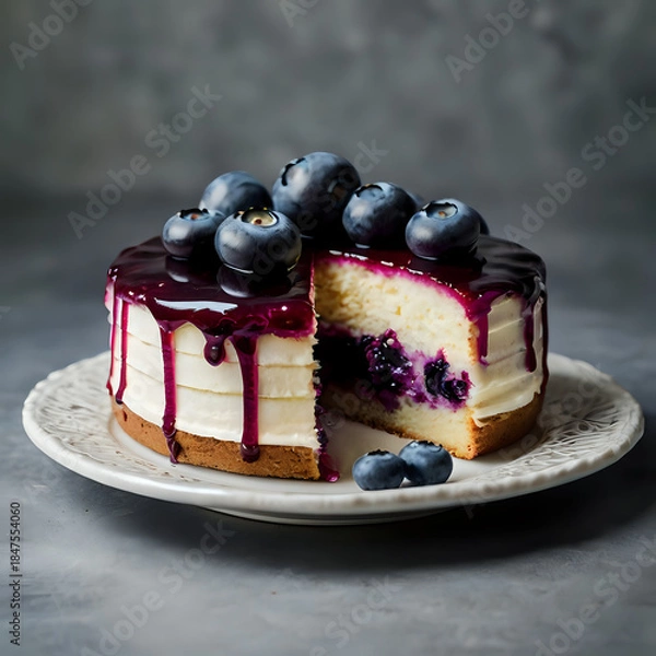 Obraz cheesecake with berries, white background