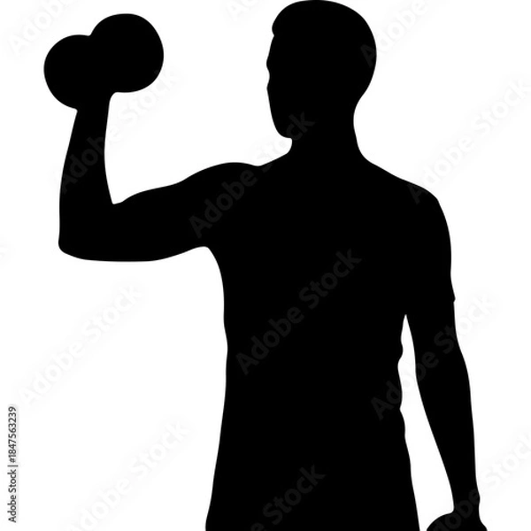 Obraz Man lifting dumbbell with transparent background