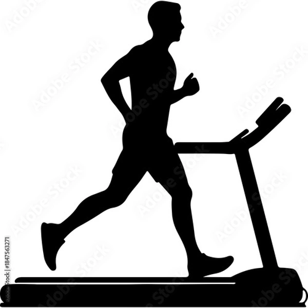 Obraz Man running on treadmill with transparent background